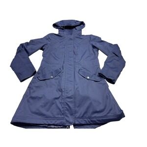 Athleta Navy Blue Hooded Anorak Parka Jacket Women's Size S Water Resistant 2b1